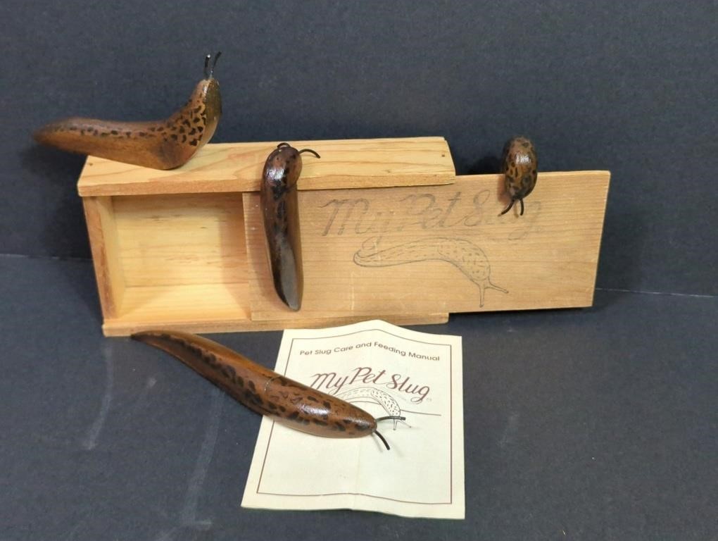 1980s Hand Carved Wood "My Pet Slug" By  Ken