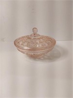 Old Indiana Glass Pink Windsor Covered Dish U15B