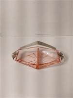 Art Deco Pink Depression Glass Devided Dish U16A