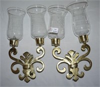 Pr brass wall sconce with clear shades