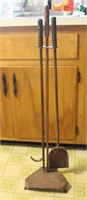 Vintage Metal Fireplace Tools w/ Stand