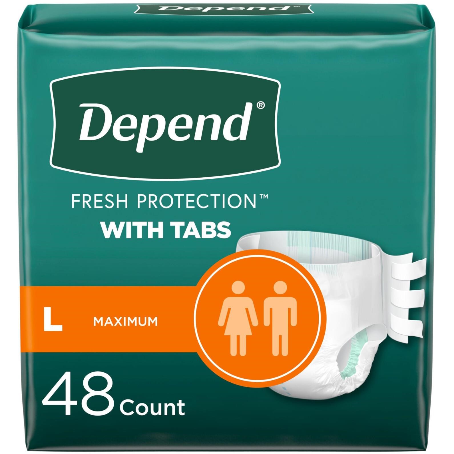 Depend Incontinence Protection with Tabs, Unisex,