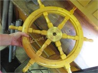wooden ships wheel w brass center