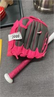 children’s baseball bat and glove