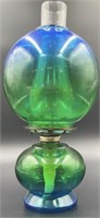 Antique Risdon Blue/Green GWTW Oil Lamp