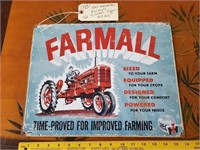 16x12 Farmall tractor tin sign 1950 advertising