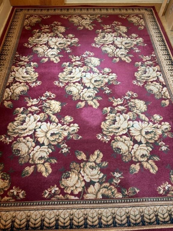 Formal Area Rug Burgundy and Ivory Overtones