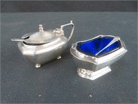 2 STERLING SILVER CONDIMENT DISHES W/ SPOONS