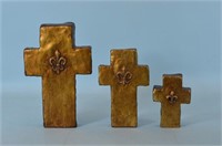 Set of 3 Gold Tone Crosses
