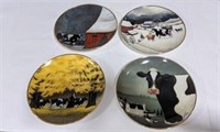 Set of 4 Cow Themed Decorative Plates