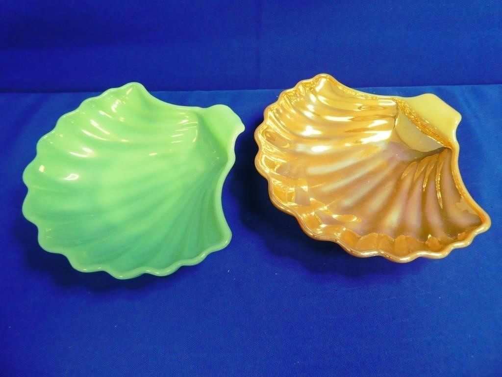 Jadeite & Peach Lustre Shell Dishes