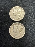 1936 D & 1939 D Mercury Dimes