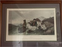 Large framed hunt scene print