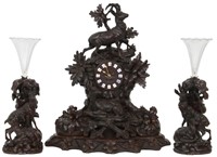 3 Pc. Carved Black Forest Clock Set