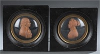2 Silhouette Wax Portrait Miniatures, 19th c.
