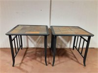 Matching Metal End Tables w/Tile Top 23"x23"x21"