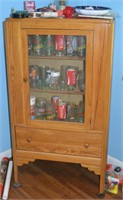 Solid Oak Glass Front Cabinet with Drawer