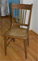 Antique Leather Seat Spindleback Chair