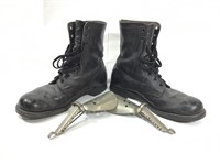 Pair of Black Leather Goodyear Boots & Stretchers