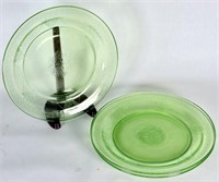Three Vintage Uranium Green Glass Plates