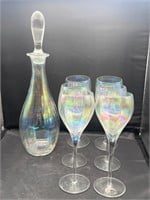 Toscany Romania iridescent wine glasses & decanter