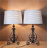 2pc Scroll Wrought Iron Lamps