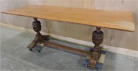 ANTIQUE CARVED OAK REFECTORY TABLE c1900