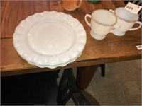White Fire King Plates & Sugar Bowls (6 Pcs)
