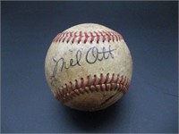 Mel Ott Signed Official Red Stitched Baseball