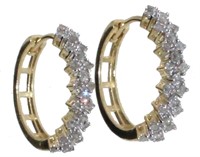 10kt Gold Brilliant 1/2 ct Diamond Hoop Earrings