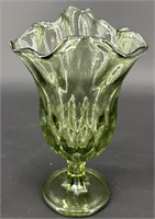 Fenton Olive Green Thumbprint Handkerchief Vase