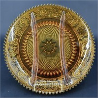 Vintage Tiara Amber Sandwich Glass Tray