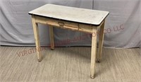 Vintage / Antique Single Drawer Enamel Top Table