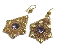 Exceptional Antique Gold & Amethyst Earrings