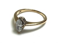 14K YG Diamond Marquise Cut Sz 6.5 Ring