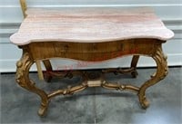 >>Vintage Marble Top Hall Table w/ Drawer