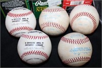 5 vintage baseballs no autographs