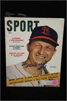 Stan musial autographed sport magazine 1954 Hall