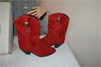 Women's Red Suede Boots size 6 1/2