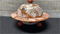 Antique Hand Painted Chinese, Japanese Lidded Bowl