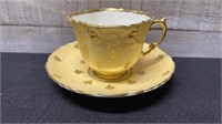 Aynsley Yellow Gold Floral Cup & Saucer