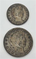 1912 Barber Half-Dollar, & 1916-D Quarter