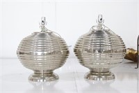 PR OF LARGE ROUND CROME LAMPS