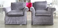 PAIR OF GRAY LOUNGE CHAIRS
