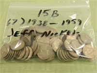 (67) 1938-1959 Jefferson Nickels (No War Nickels)