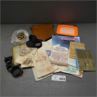Assorted Hunting Licenses, Booklets, Brass, Etc