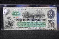 1873 STATE OF SOUTH CAROLINA $2 NOTE