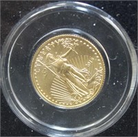 2015 - $5 GOLD COIN - 1/10 OZ. FINE GOLD WITH COA
