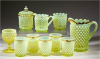 HOBNAIL AND PANELLED THUMBPRINT OPALESCENT GLASS