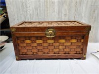 Hinged Wicker Wooden Box